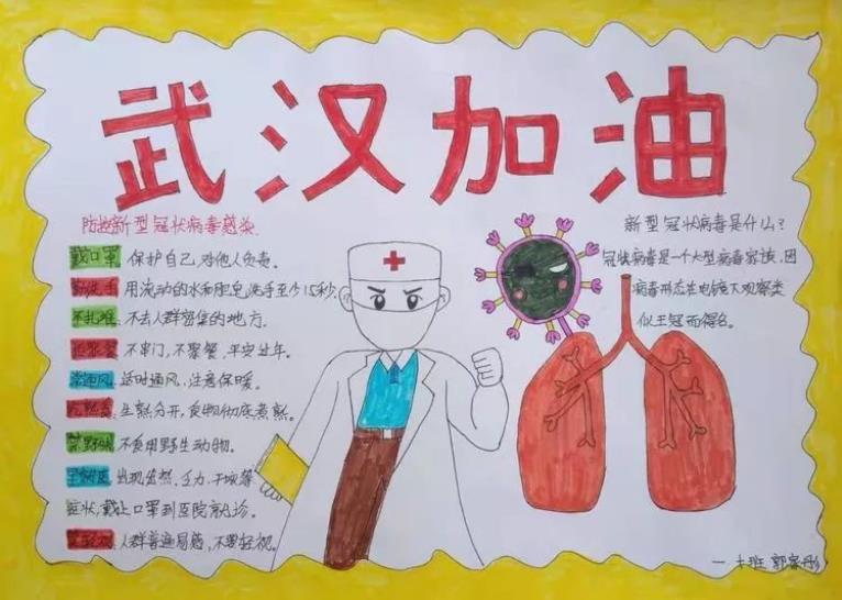 关于疫情的画画作品学生手抄报