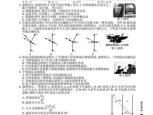 2020高考物理真题及参考答案(浙江卷)